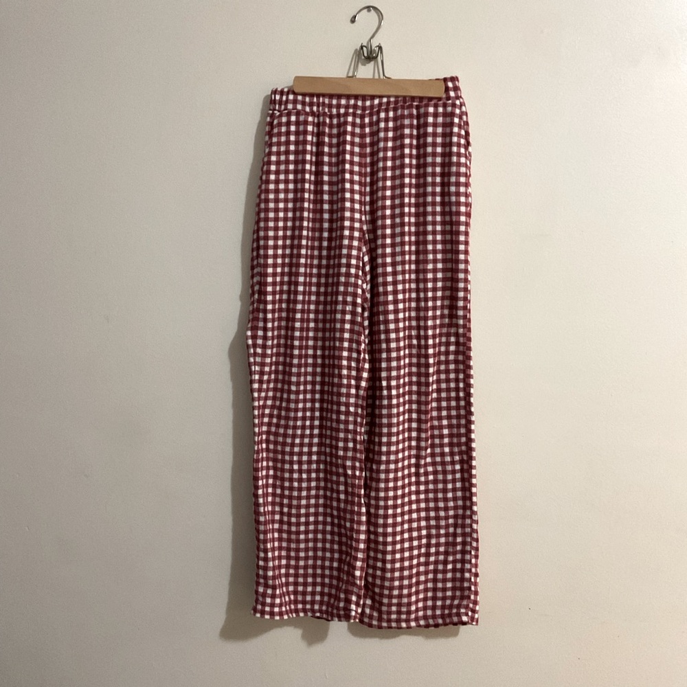 White and Red Checkered Free Haven Pants